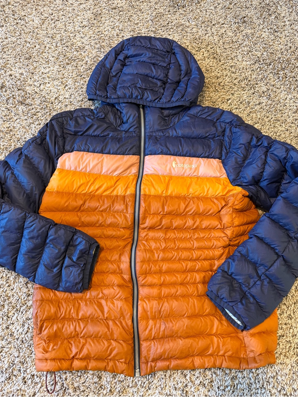 cotopaxi Navy, Orange & Coral Colorblock Kids Puffer Jacket with Hood